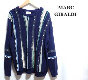 ☆MARC GIBALDI　☆クージー風　☆ジャガードニット　☆3Dニット　☆菅田将暉　☆ネイビー系　☆メンズ　☆大きいサイズ　