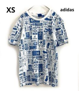 adidas アディダス オリジナルス 半袖 Tシャツ 刺繍 総柄 XS