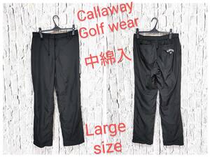 ★送料無料★ Callaway ゴルフウェア キャロウェイ ゴルフパンツ ブラック 中綿 防寒 Large