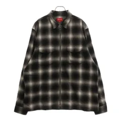 SUPREME (シュプリーム) 22AW Shadow Plaid Flannel Zip Up Shirt シャドウ プレイド フランネル ジップアップ 長袖シャツ ブラック/ホワイト