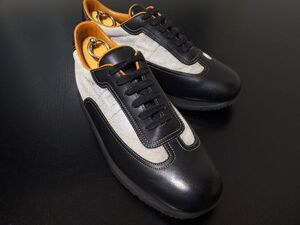 エルメス 41.5 HERMES クイック コンビレザースニーカー 黒 9721