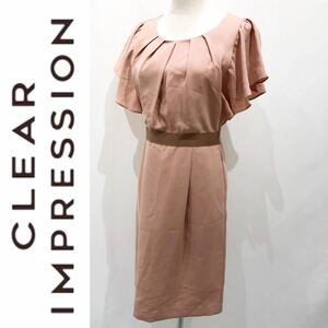 clear impression クレアインプレッション 未使用タグ付 ワンピース ドレス ひざ丈 半袖 パーティー お呼ばれ オレンジ S