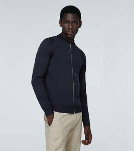 未使用 John Smedley MACLEAN Wジップ 24G Midnight Merino Wool ジョンスメドレー ブルゾン カーディガン ネイビー