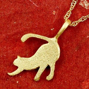 24金 ネックレス 純金 レディース ゴールド 猫 24k ペンダントトップ ゴールド k24　チェーン 45cm ねこ ネコ 猫モチーフ