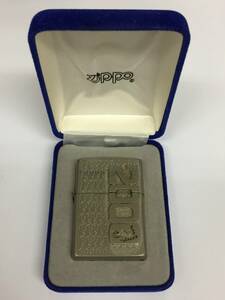 1円～！ZIPPO ジッポ ライター 2000 ミレニアム タツノオトシゴ 辰年 メタル貼り シリアルナンバー No.0666 シルバー 1999年 着火確認済み