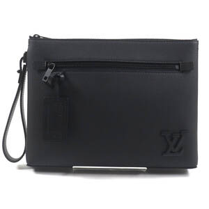 極美品▼LOUIS VUITTON ルイヴィトン M69837 ポシェット IPSD LVアエログラム レザー クラッチバッグ ブラック 箱・保存袋付き メンズ