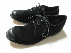 40 新品 定価30800円 PADRONE パドローネ VELOUR DERBY PLAIN TOE SHOES プレーントゥ スエード レザー シューズ 黒 /P44