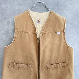 80s〜90s USA製 CARHARTT カーハート 裏ボアダックベストLARGE ブラウン 星タグ ヴィンテージ