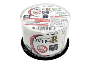 DVD-R 50枚入り ALLWAYS ACPR16X50PW CPRM対応 ワイドプリンタブル