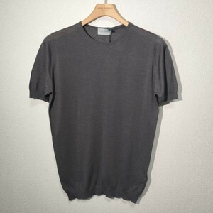 メンズ S ジョンスメドレー コットンウール混 クルーネックTシャツ CBELDEN ダークグレー ウール混で消臭効果あり イギリス製★同梱不可