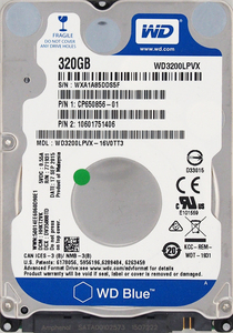 Western Digital WD3200LPVX-16V0TT3 富士通 CP650856-01 2.5インチ 7mm SATA600 320GB 841回 5487時間