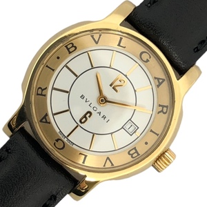 ブルガリ BVLGARI ソロテンポ ST29G ホワイト K18YG/革ベルト（社外品） 腕時計 レディース 中古