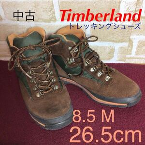 【売り切り!送料無料!】A-362 Timberland!トレッキングシューズ!8.5 26.5cm位!ブラウン!グリーン!登山!キャンプ!ハイキング!中古!