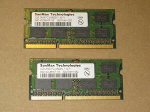 San Max Technologies PC3-8500S (DDR3-1066) 2GB x 2枚組み 合計4GB 