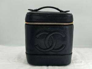 sk1799060/CHANEL シャネル バニティ ハンドバッグ ポーチ ココマーク キャビアスキン レザー ブラック 化粧ポーチ