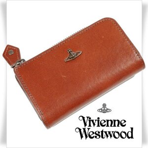 未使用1円～★Vivienne Westwood ヴィヴィアンウエストウッド 牛革レザー 4連キーケース 小銭入れ財布 コインケース 茶 ブラウン◆4749◆