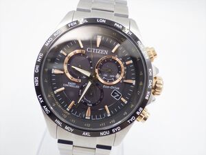 378397【1円スタート】CITIZEN シチズン 稼動品 E660-R011847 エコドライブ クロノグラフ メンズ 時計 ソーラー ケース44mm