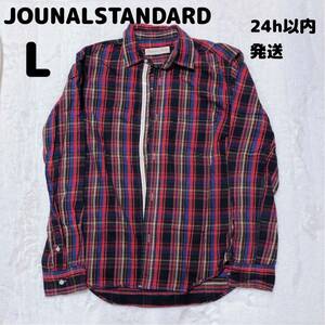 ジャーナルスタンダード journal standardコットンワーク ネルシャツ　長袖シャツ　チェック　L