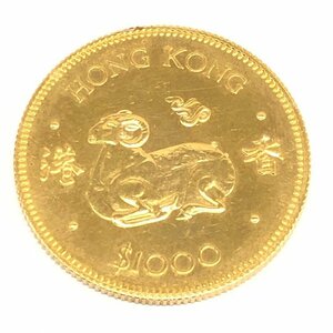 K22　香港　エリザベス女王二世　羊　1000香港ドル金貨　1979　総重量15.9g【CEBD4019】
