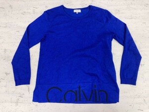 カルバンクライン Calvin Klein モード 長袖ニット セーター トップス レディース レーヨン80% ナイロン20% XS 青