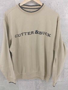 ◇ CUTTER&BUCK カッターアンドバック ロゴ 長袖 トレーナー サイズS ベージュ メンズ