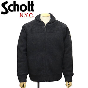 Schott (ショット) 46978 F1522 WOOL BLEND SWEATER JKT ウール ブレンド セーター ジャケット 09BLACK S