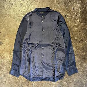 COMME des GARCONS HOMME PLUS 2002ss 製品洗い加工アウトシームバンドカラーシャツ キュプラ コムデギャルソンオムプリュス 02ss AD2001