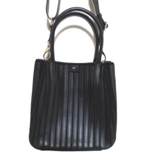 美品 ANYA HINDMARCH アニヤハインドマーチ BELVEDERE ベルヴェデーレ 2way レザー ショルダーバッグ ハンドバッグ ブラック×シルバー金具