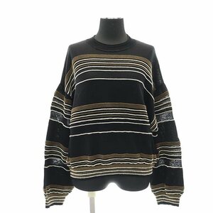 セオリー theory 22SS Bering Otto Stripe PO ボーダー ニット カットソー 長袖 ウール S 黒 ブラック /AT ■OS レディース