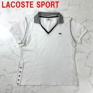 A2612 ラコステスポーツ 半袖ポロシャツ 綿 スリット LACOSTE SPORT コットン ホワイト ネイビー ボタン 白 紺 44