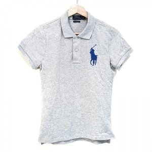 ポロラルフローレン POLObyRalphLauren 半袖ポロシャツ サイズXS ライトグレー×ブルー レディース トップス