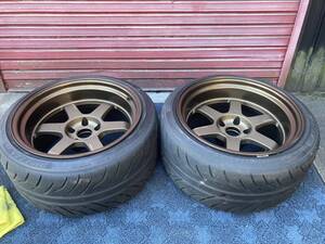 RAYS　VOLKRACING　TE37V MARK-Ⅱ　18インチ　１０．５Ｊ　－25　稀少サイズ２本セット　２５５／３５Ｒ１８　ディレッツァＺ２　使用短い