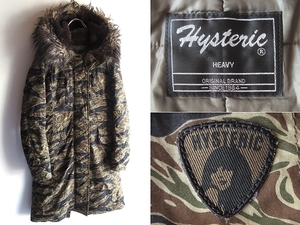 希少 00sビンテージ HYSTERIC GLAMOUR ヒステリックグラマー タイガーカモ プリマロフトエコダウン モッズコート ロングN-3Bジャケット F 