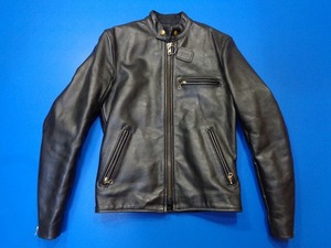 14132■美品 VANSON LEATHERS バンソン レザー 黒 シングル ライダース ジャケット ライナー付 34