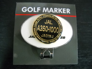 ★鶴丸 JAL 日本航空 A350-1000 JA01WJ JALオリジナル ゴルフマーカー 正規認定品 45×30mm 未使用 (検 マグネット 書類留 キャップ 帽子★