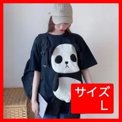 パンダ 黒　ブラック 【再入荷】パンダ　Tシャツ オーバーサイズ アニマル