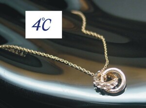 ◆９８【T・B】４℃　(ヨンドシー)　Ｋ10ＰＧ/1.6g　ストーン ペンダントネックレス◆