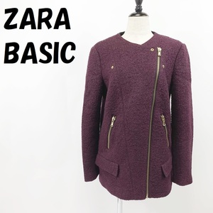 【人気】ZARA BASIC/ザラ ベーシック ライダース風 ジャケット カセンティーノ パープル サイズM レディース/S711