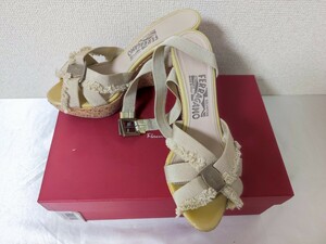 80 美品◎ サルバトーレフェラガモ salvatore ferragamo 0427794 23.5cm 6 1/2 C GREGORIA レディース シューズ ヒール ミュール サンダル