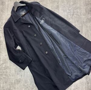 別格!!LL/XL!!【圧倒感大人の余裕漂う!!】定価20万●BURBERRY コレクション●宝石のカシミヤ チェスターコート バーバリーコート ネイビー