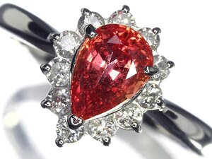 UM13566SS【1円～】新品仕上【RK宝石】ジュエリーマキ 極上パパラチャサファイア 大粒1.27ct 極上ダイヤモンド Pt850 高級リング ダイヤ