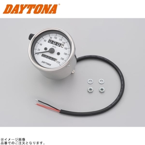 DAYTONA デイトナ 15636 機械式スピードメーター φ60 ホワイトLED照明 220km/h ステンレスボディ/ホワイトパネル