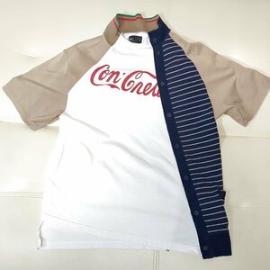 kolor カラー ハード天竺 S/S Tee 3 ドッキングTシャツ 再構築 マルチカラー 21SCM-T08204 コンクリート コカコーラ風ロゴ