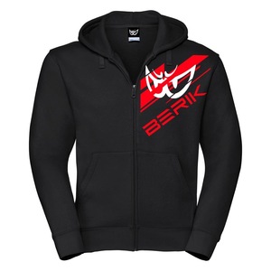 新作 BERIK ベリック プリント フード ZIP パーカー オーガニックコットン 237404 BLACK/RED XLサイズ カジュアルライン 【バイク用品】