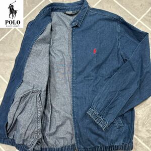 【XL相当】極美品 POLO RALPH LAUREN ポロラルフローレン Gジャン デニムジャケットL XL相当 インディゴ ポニーロゴ【漂う高級感】極上品