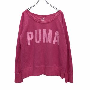 PUMA プリント スウェットトレーナー ウィメンズ M ピンク プーマ ロゴ ラウンドネック 古着卸 アメリカ仕入 a506-5918