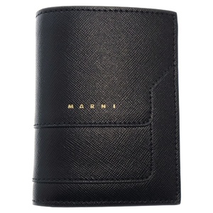 MARNI マルニ BIFOLD WALLET ステッチ レザー 二つ折り 財布 ウォレット ブラック PFMI0066U0LV688