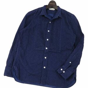 美品★ The Stylist Japan ザスタイリストジャパン 秋冬 インディゴ★ タック プリーツ 長袖 ドット シャツ Sz.XS　メンズ　I3T02650_C#B