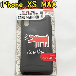 スマホケースiPhone XS MAX キースヘリング　紺　ネイビー　①