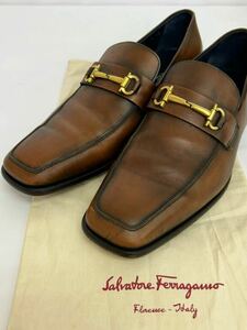 ☆本物/正規品☆Salvatore Ferragamo サルヴァトーレ フェラガモ ローファー シューズ 靴 メンズ ブラウン ビジネス 8 EEE